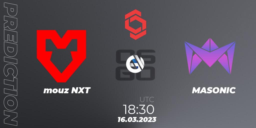 mouz NXT - MASONIC: прогноз. 16.03.2023 at 18:30, Counter-Strike (CS2), CCT Central Europe Series 5 Closed Qualifier