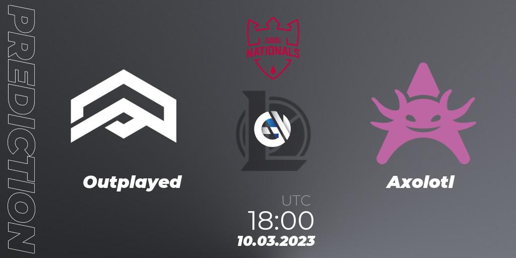 Outplayed - Axolotl: прогноз. 16.02.2023 at 19:00, LoL, PG Nationals Spring 2023 - Group Stage