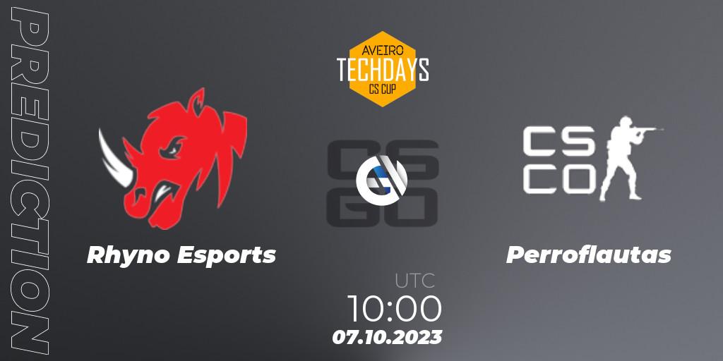 Rhyno Esports - Perroflautas: прогноз. 07.10.2023 at 10:00, Counter-Strike (CS2), Aveiro Techdays Cup 2023