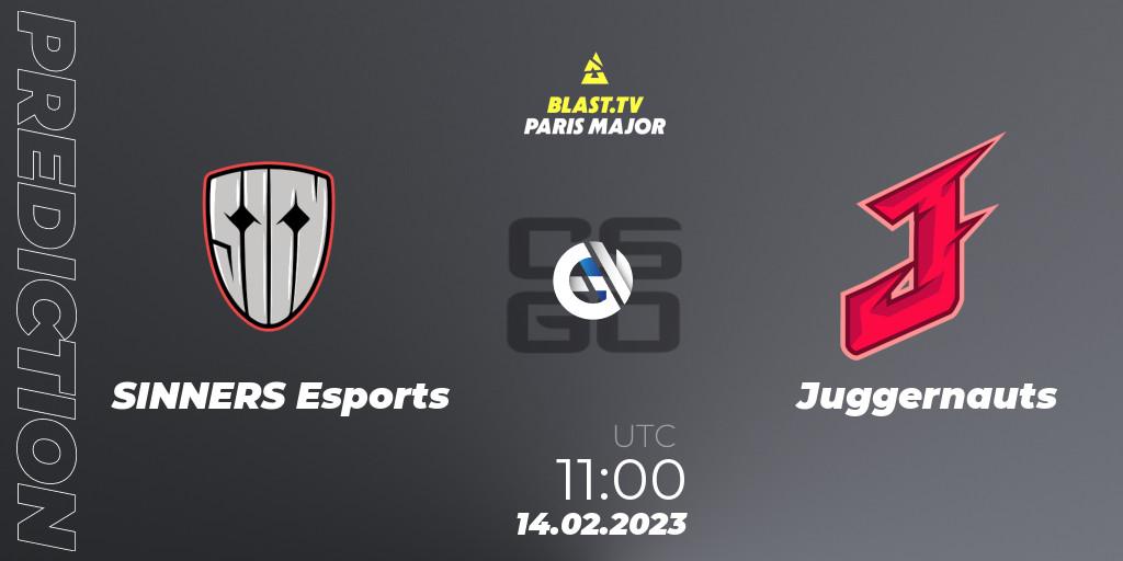 SINNERS Esports - Juggernauts: прогноз. 14.02.2023 at 11:10, Counter-Strike (CS2), BLAST.tv Paris Major 2023 Europe RMR Open Qualifier
