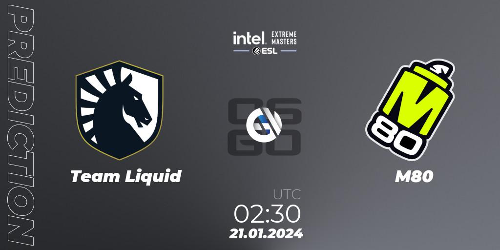 Team Liquid - M80: прогноз. 21.01.2024 at 02:30, Counter-Strike (CS2), Intel Extreme Masters China 2024: North American Closed Qualifier