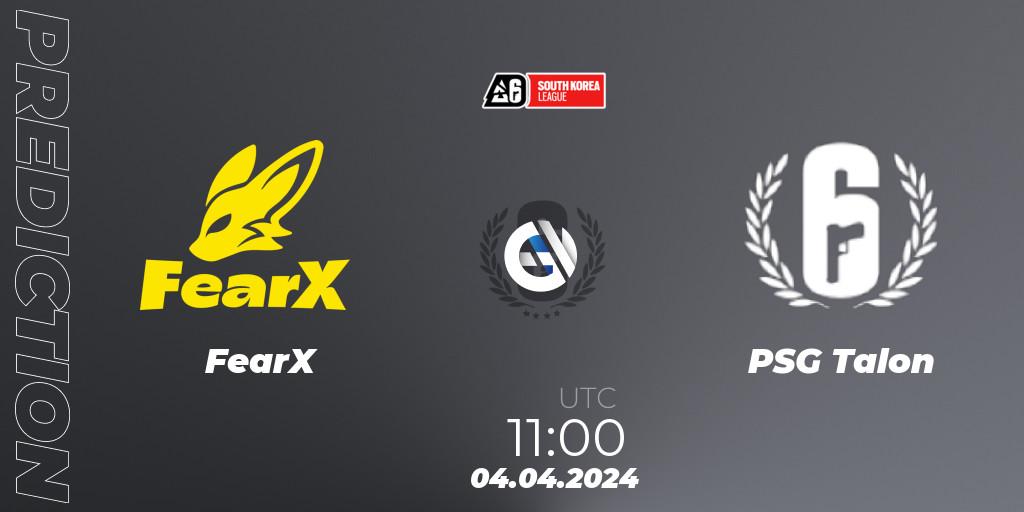 FearX - PSG Talon: прогноз. 05.04.2024 at 11:00, Rainbow Six, South Korea League 2024 - Stage 1