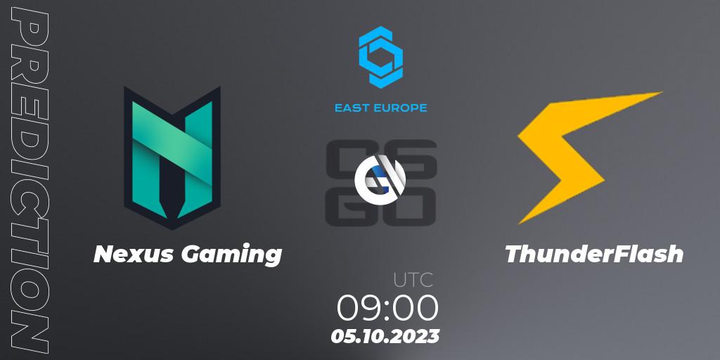 Nexus Gaming - ThunderFlash: прогноз. 05.10.2023 at 09:00, Counter-Strike (CS2), CCT East Europe Series #3: Closed Qualifier