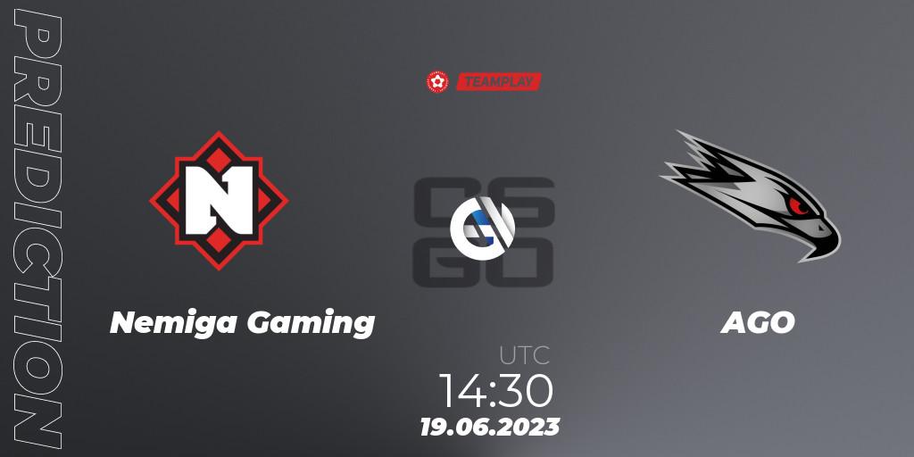 Nemiga Gaming - AGO: прогноз. 19.06.2023 at 14:30, Counter-Strike (CS2), LEON x TEAMPLAY Season 1