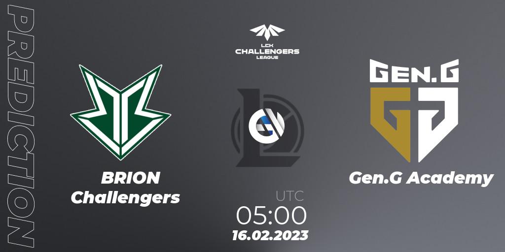 Brion Esports Challengers - Gen.G Academy: прогноз. 16.02.2023 at 05:00, LoL, LCK Challengers League 2023 Spring