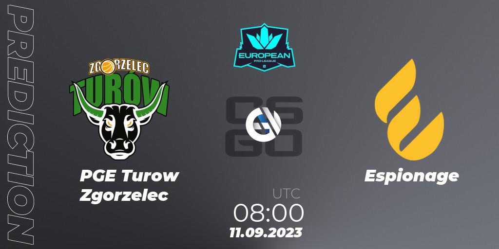 PGE Turow Zgorzelec - Espionage: прогноз. 11.09.2023 at 08:00, Counter-Strike (CS2), European Pro League Season 10
