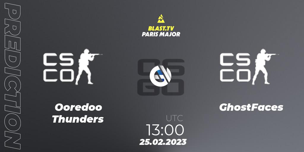 Ooredoo Thunders - GhostFaces: прогноз. 25.02.2023 at 13:00, Counter-Strike (CS2), BLAST.tv Paris Major 2023 Middle East RMR Closed Qualifier