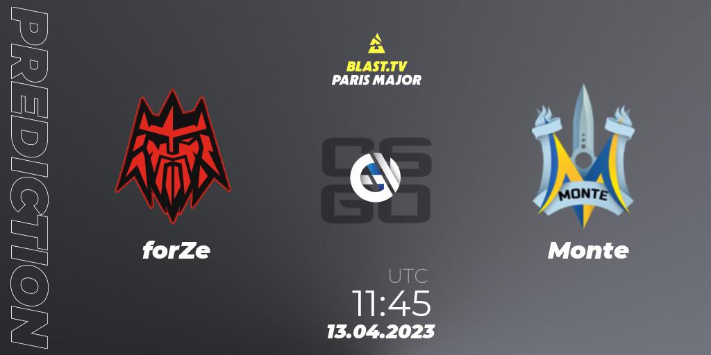 forZe - Monte: прогноз. 13.04.2023 at 12:45, Counter-Strike (CS2), BLAST.tv Paris Major 2023 Europe RMR B