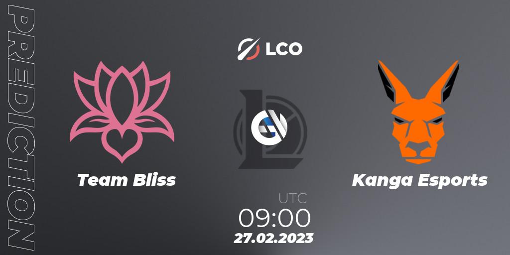 Team Bliss - Kanga Esports: прогноз. 27.02.2023 at 09:00, LoL, LCO Split 1 2023 - Group Stage