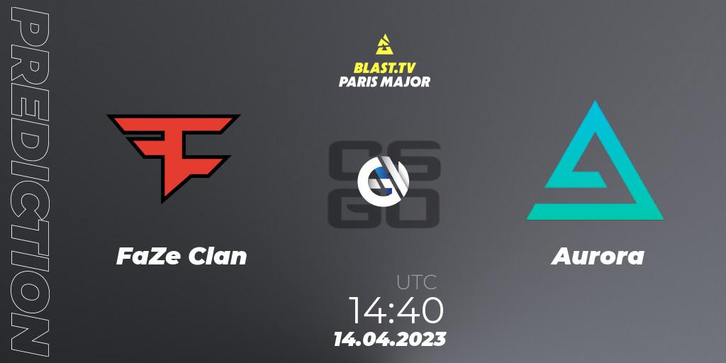 FaZe Clan - Aurora: прогноз. 14.04.2023 at 15:05, Counter-Strike (CS2), BLAST.tv Paris Major 2023 Challengers Stage Europe Last Chance Qualifier