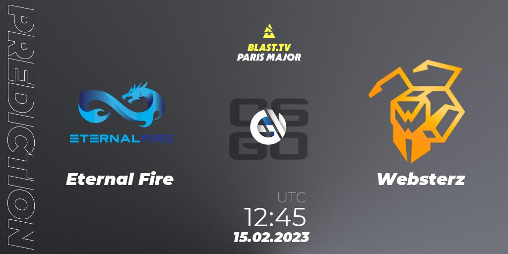 Eternal Fire - Websterz: прогноз. 15.02.2023 at 12:45, Counter-Strike (CS2), BLAST.tv Paris Major 2023 Europe RMR Open Qualifier 2