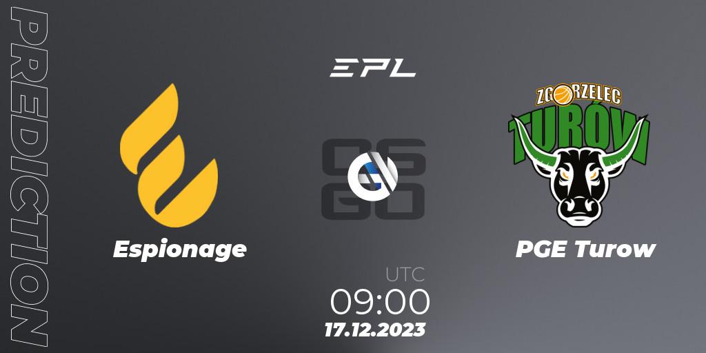 Espionage - PGE Turow: прогноз. 17.12.2023 at 11:30, Counter-Strike (CS2), European Pro League Season 13: Division 2