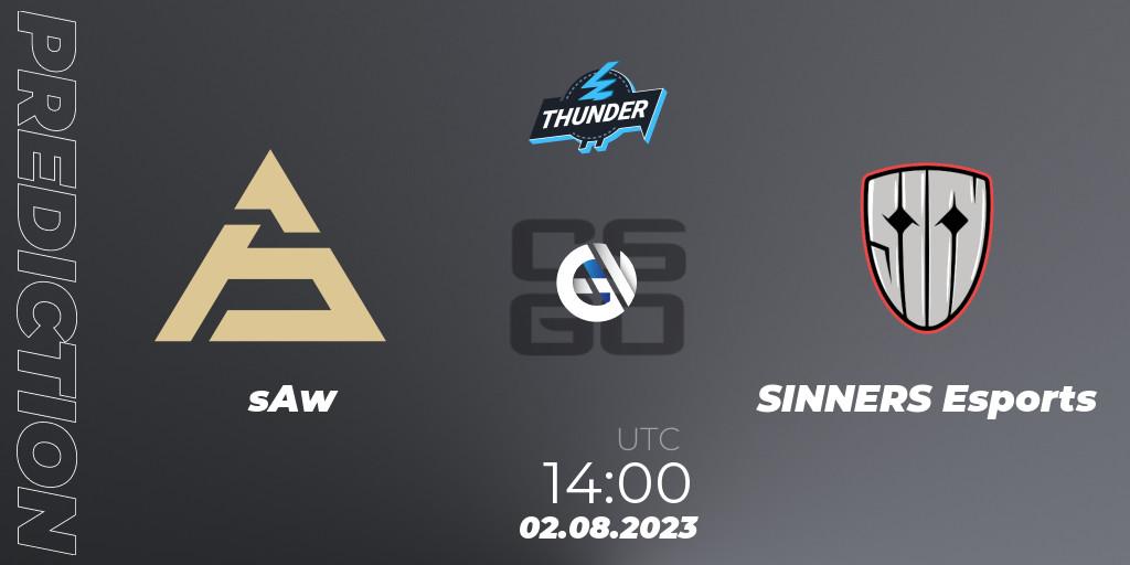 sAw - SINNERS Esports: прогноз. 02.08.2023 at 14:40, Counter-Strike (CS2), Thunderpick World Championship 2023: European Qualifier #1