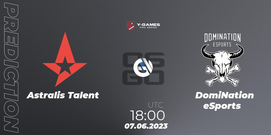 Astralis Talent - DomiNation eSports: прогноз. 07.06.23, CS2 (CS:GO), Y-Games PRO Series 2023