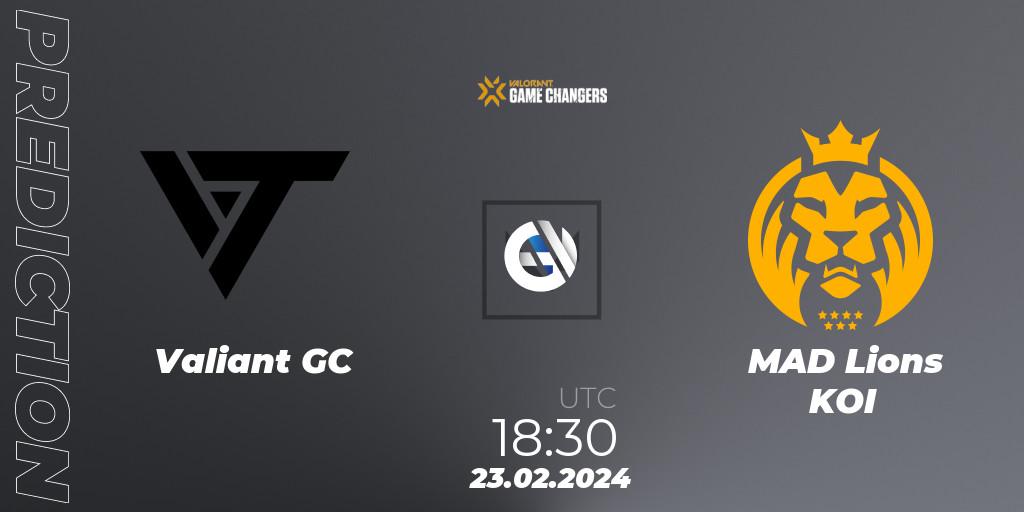 Valiant GC - MAD Lions KOI: прогноз. 23.02.2024 at 19:30, VALORANT, VCT 2024: Game Changers EMEA Stage 1