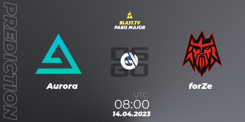 Aurora - forZe: прогноз. 14.04.2023 at 08:00, Counter-Strike (CS2), BLAST.tv Paris Major 2023 Europe RMR B