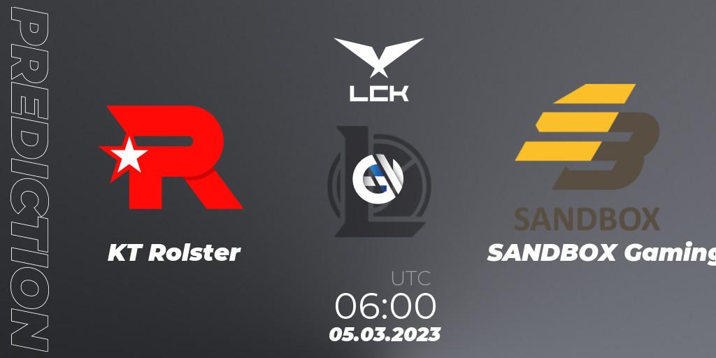 KT Rolster - SANDBOX Gaming: прогноз. 05.03.2023 at 06:00, LoL, LCK Spring 2023 - Group Stage