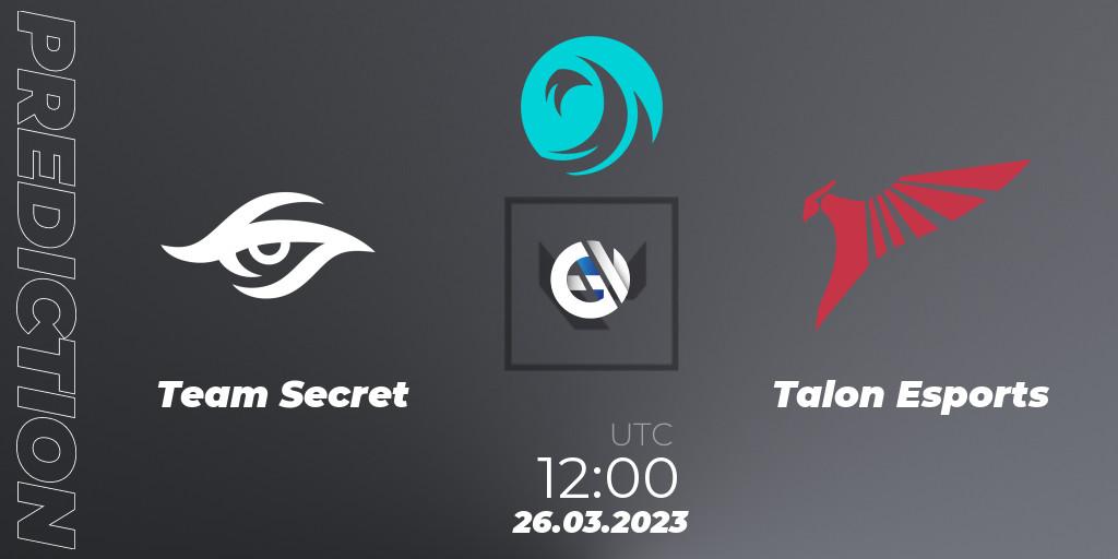 Team Secret - Talon Esports: прогноз. 26.03.2023 at 12:00, VALORANT, VCT 2023: Pacific League