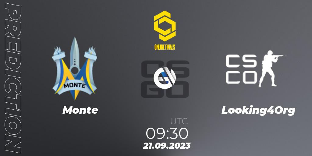 Monte - Looking4Org: прогноз. 21.09.2023 at 09:30, Counter-Strike (CS2), CCT Online Finals #3