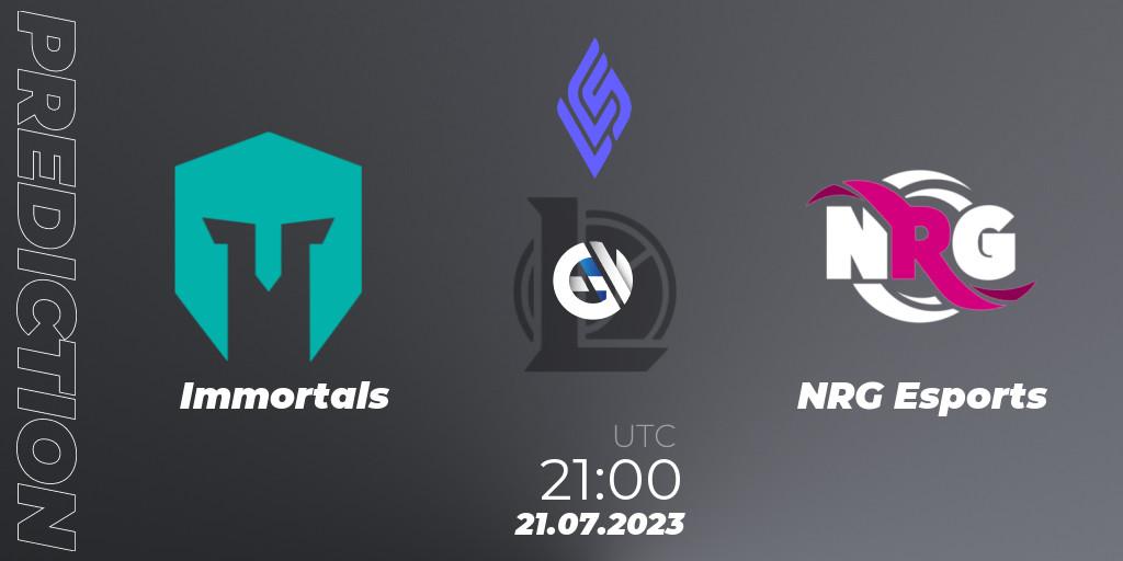 Immortals - NRG Esports: прогноз. 21.07.23, LoL, LCS Summer 2023 - Group Stage