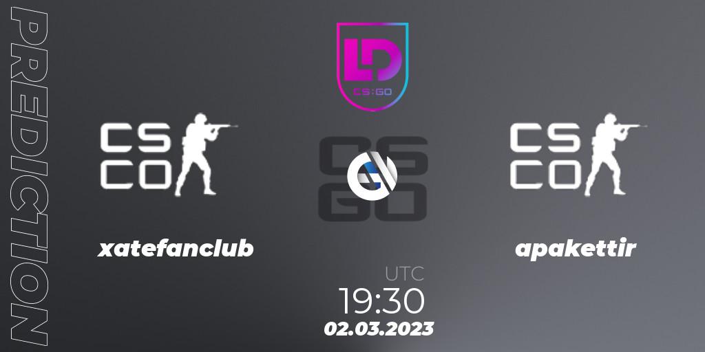 xatefanclub - apakettir: прогноз. 02.03.2023 at 19:30, Counter-Strike (CS2), Icelandic Esports League Season 7