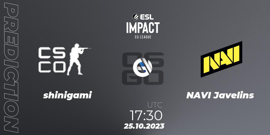 shinigami - NAVI Javelins: прогноз. 25.10.23, CS2 (CS:GO), ESL Impact League Season 4: European Division