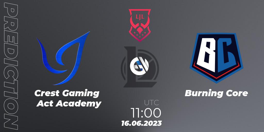 Crest Gaming Act Academy - Burning Core: прогноз. 16.06.2023 at 11:00, LoL, LJL Summer 2023