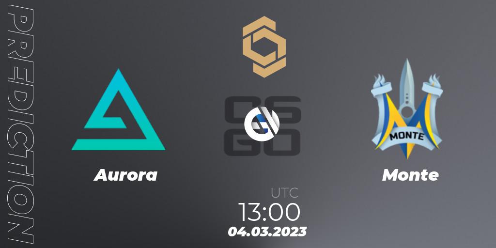 Aurora - Monte: прогноз. 04.03.2023 at 13:45, Counter-Strike (CS2), CCT South Europe Series #3