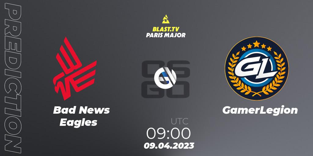 Bad News Eagles - GamerLegion: прогноз. 09.04.2023 at 09:00, Counter-Strike (CS2), BLAST.tv Paris Major 2023 Europe RMR A