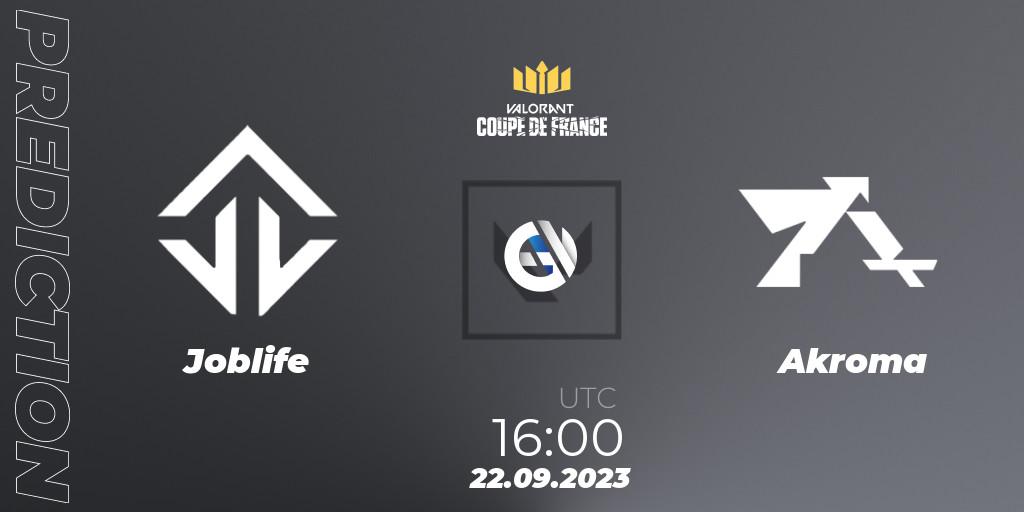 Joblife - Akroma: прогноз. 22.09.2023 at 16:00, VALORANT, VCL France: Revolution - Coupe De France 2023