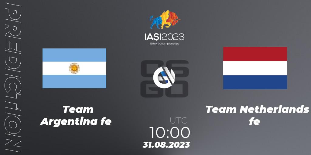 Team Argentina fe - Team Netherlands fe: прогноз. 31.08.23, CS2 (CS:GO), IESF Female World Esports Championship 2023