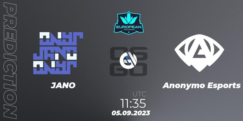 JANO - Anonymo Esports: прогноз. 05.09.2023 at 11:35, Counter-Strike (CS2), European Pro League Season 10