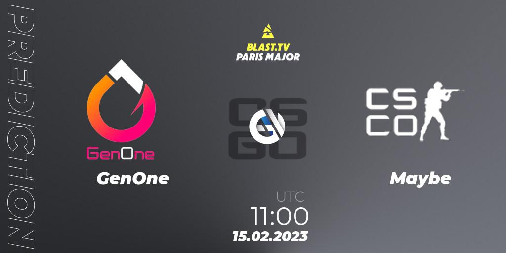 GenOne - Maybe: прогноз. 15.02.23, CS2 (CS:GO), BLAST.tv Paris Major 2023 Europe RMR Open Qualifier 2