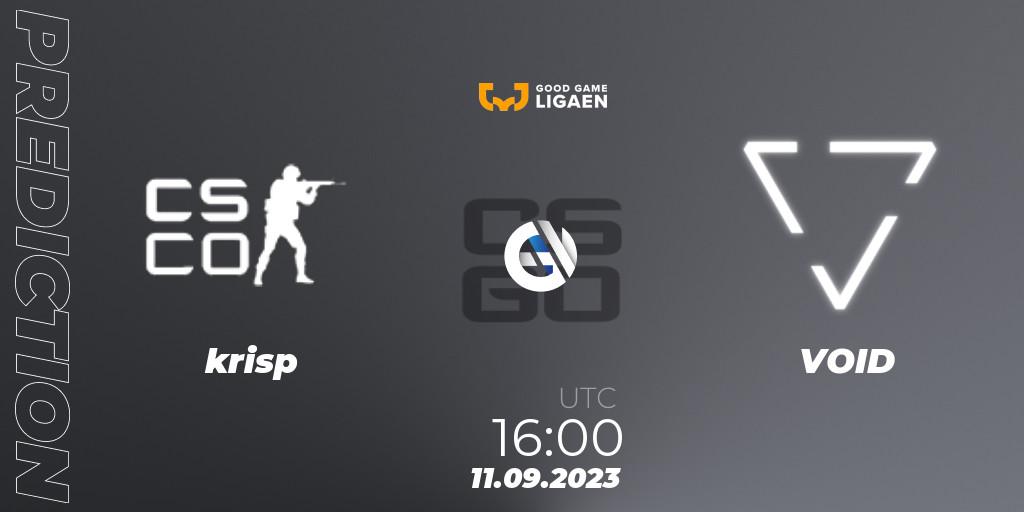 krisp - VOID: прогноз. 11.09.2023 at 17:00, Counter-Strike (CS2), Good Game-ligaen Fall 2023: Regular Season
