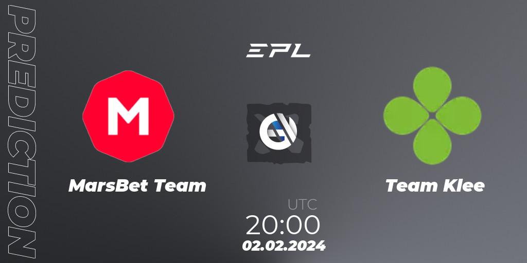 MarsBet Team - Team Klee: прогноз. 02.02.2024 at 20:00, Dota 2, European Pro League Season 16