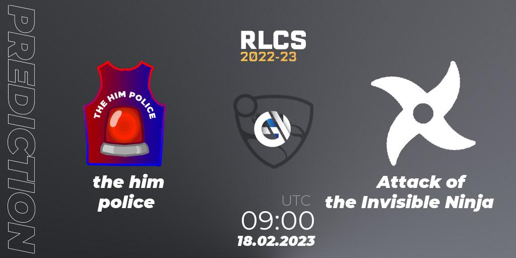 the him police - Attack of the Invisible Ninja: прогноз. 18.02.2023 at 09:00, Rocket League, RLCS 2022-23 - Winter: Oceania Regional 2 - Winter Cup
