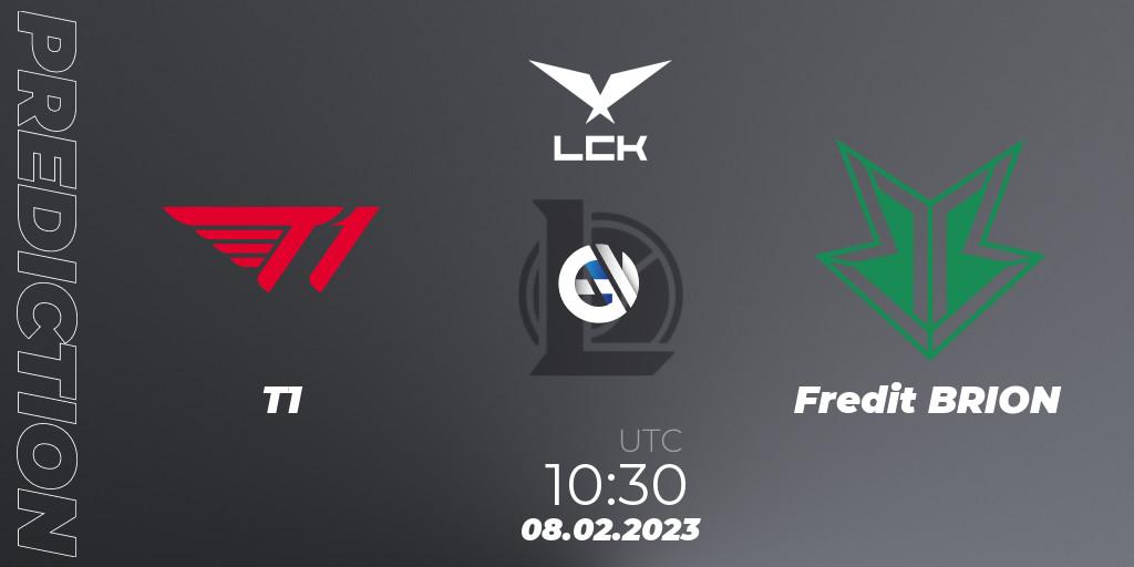 T1 - Fredit BRION: прогноз. 08.02.2023 at 11:20, LoL, LCK Spring 2023 - Group Stage