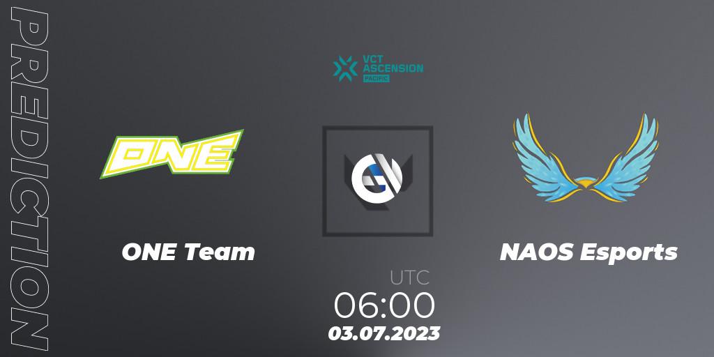 ONE Team - NAOS Esports: прогноз. 03.07.2023 at 06:00, VALORANT, VALORANT Challengers Ascension 2023: Pacific - Group Stage