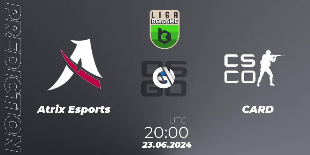 Atrix Esports - CARD: прогноз. 23.06.2024 at 20:00, Counter-Strike (CS2), Dust2 Brasil Liga Season 3: Division 2