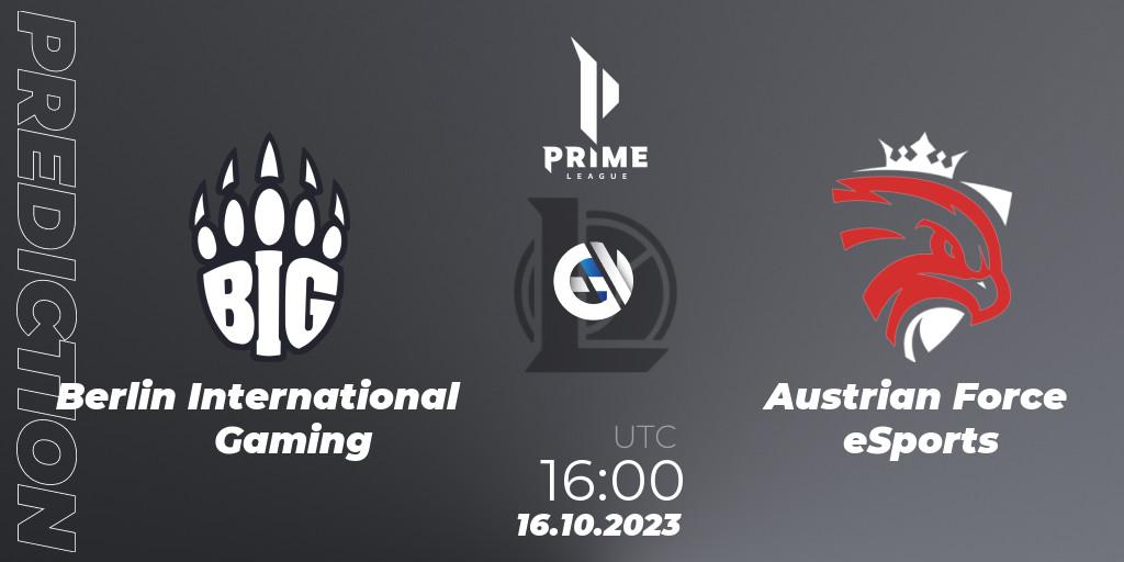 Berlin International Gaming - Austrian Force eSports: прогноз. 16.10.2023 at 16:00, LoL, Prime League Pokal 2023