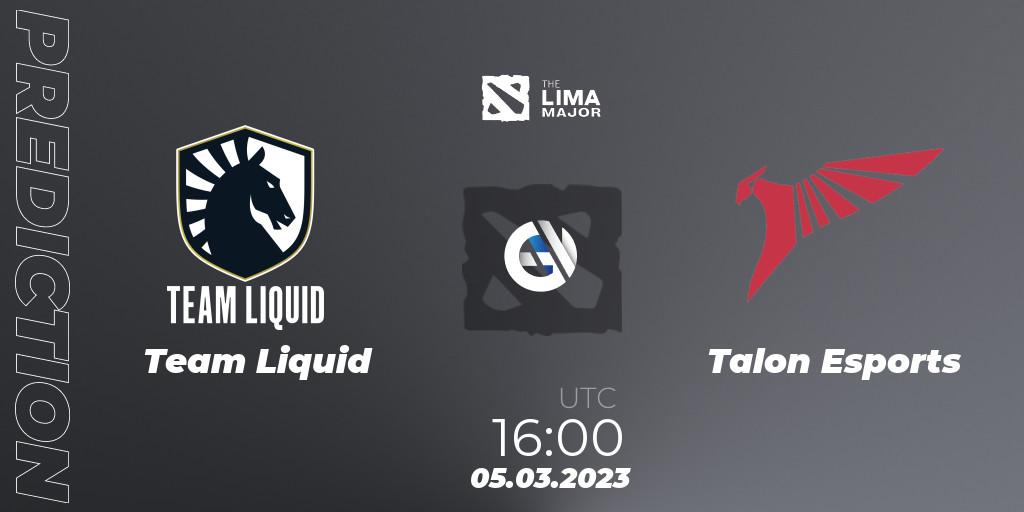 Team Liquid - Talon Esports: прогноз. 05.03.2023 at 16:04, Dota 2, The Lima Major 2023