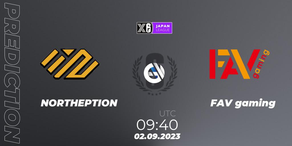 NORTHEPTION - FAV gaming: прогноз. 02.09.2023 at 11:10, Rainbow Six, Japan League 2023 - Stage 2