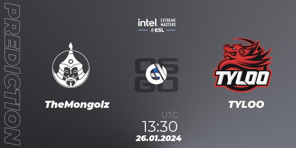 TheMongolz - TYLOO: прогноз. 26.01.2024 at 13:30, Counter-Strike (CS2), Intel Extreme Masters China 2024: Asian Closed Qualifier