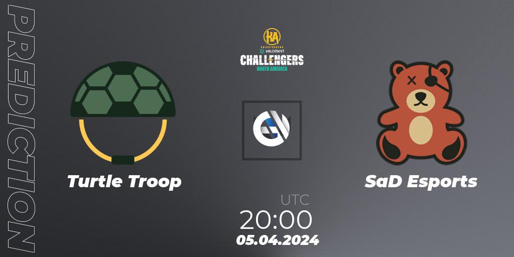 Turtle Troop - SaD Esports: прогноз. 05.04.2024 at 20:00, VALORANT, VALORANT Challengers 2024: North America Split 1