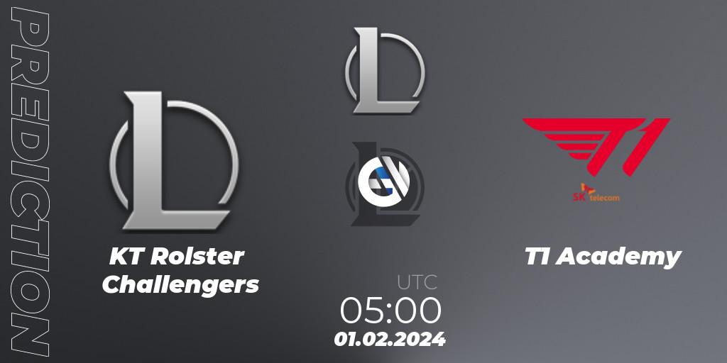 KT Rolster Challengers - T1 Academy: прогноз. 01.02.2024 at 05:00, LoL, LCK Challengers League 2024 Spring - Group Stage