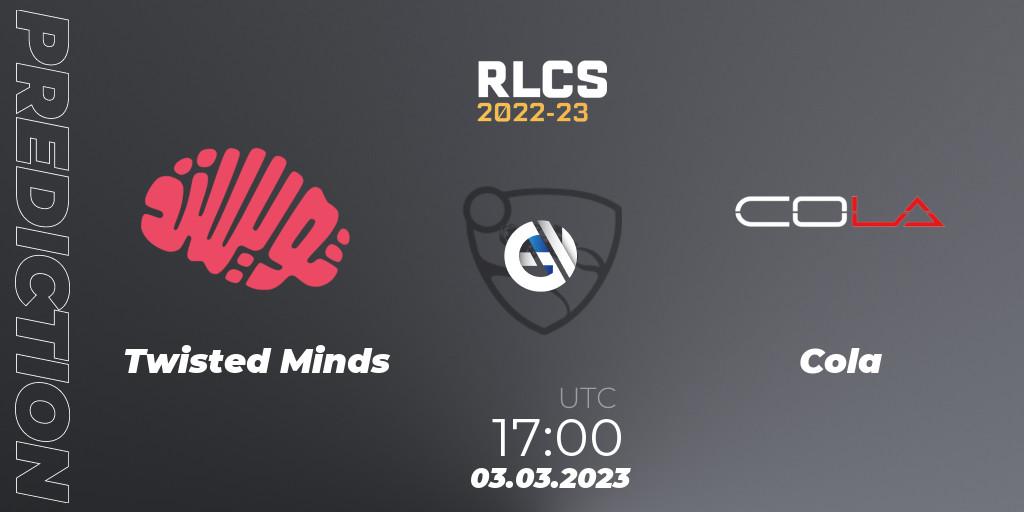 Twisted Minds - Cola: прогноз. 03.03.2023 at 17:00, Rocket League, RLCS 2022-23 - Winter: Middle East and North Africa Regional 3 - Winter Invitational