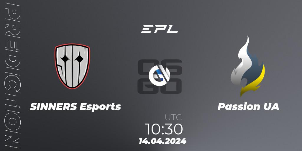 SINNERS Esports - Passion UA: прогноз. 14.04.2024 at 11:15, Counter-Strike (CS2), European Pro League Season 15