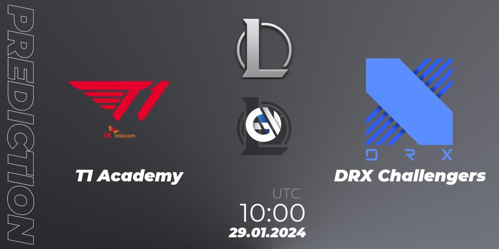 T1 Academy - DRX Challengers: прогноз. 29.01.2024 at 10:00, LoL, LCK Challengers League 2024 Spring - Group Stage