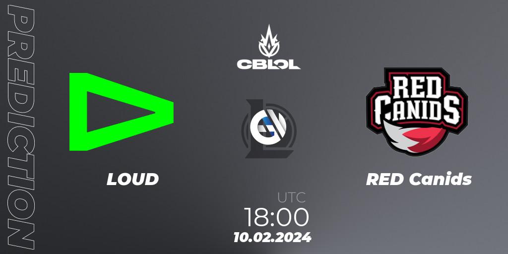 LOUD - RED Canids: прогноз. 10.02.2024 at 18:00, LoL, CBLOL Split 1 2024 - Group Stage
