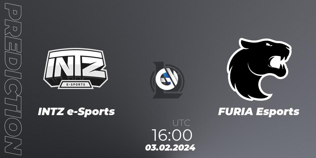 INTZ e-Sports - FURIA Esports: прогноз. 03.02.2024 at 16:00, LoL, CBLOL Split 1 2024 - Group Stage